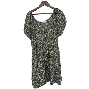 Just Found Milkmaid Green ditzy Floral Babydoll V Neck Cottagecore spring 3X‎
